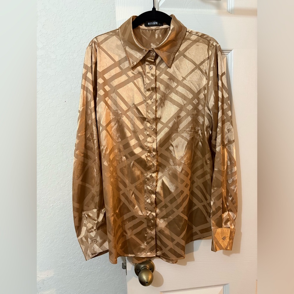 BTFBM Gold Button-Down Blouse - like new - size small